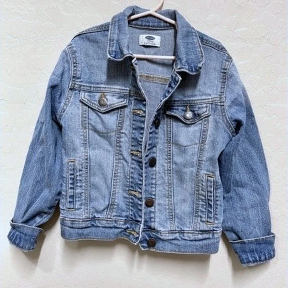 Old Navy Denim Jacket Kids Medium 8 Blue Medium Wash Stretch Trucker Jean‎ Coat